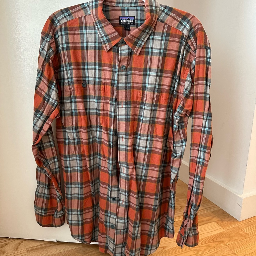 Patagonia Men's Orange Plaid Shirt